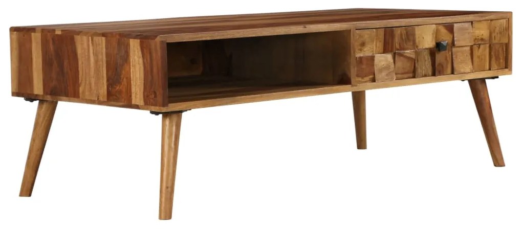 Tavolino Da Caffè Legno Massello Con Finitura Ambra 110x50x37cm /