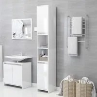 Armadio da Bagno Bianco Lucido 30x30x183,5 cm in Truciolato 802675