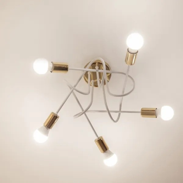 Plafoniera OXFORD 5xE27/15W/230V oro/bianco