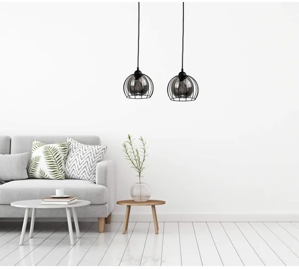 Lampadario a sospensione con filo SOLO BLACK 2xE27/60W/230V