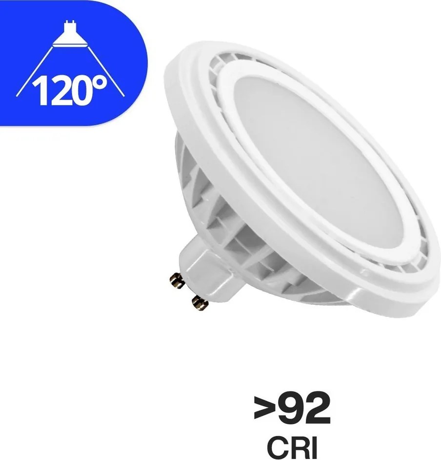 Lampada LED AR111 15W angolo 120° CRI92 No-Flickering Colore Bianco Naturale 4.000K