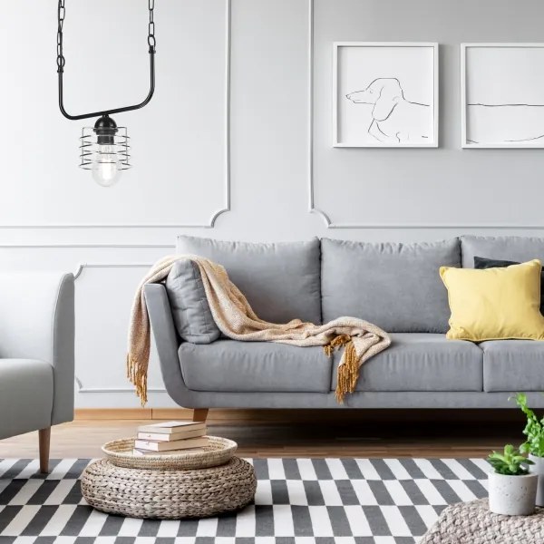 Lampadario a sospensione con catena MORGAN 1xE27/60W/230V nero/cromo