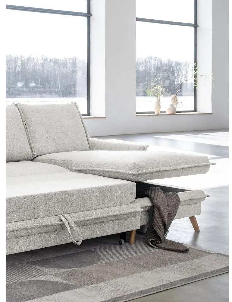 Divano letto angolare beige (angolo destro) Charming Charlie - Miuform