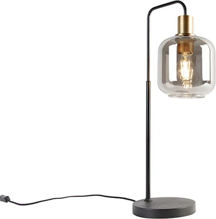 Lampada da tavolo di design nera con vetro oro e fumé - Zuzanna
