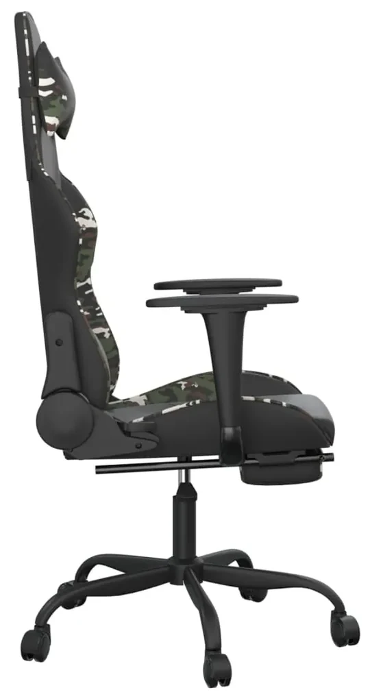 Sedia da gaming con poggiapiedi nero e mimetico in similpelle