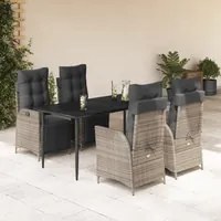 Set da Pranzo da Giardino 5 pz con Cuscini in Polyrattan Grigio 3213423