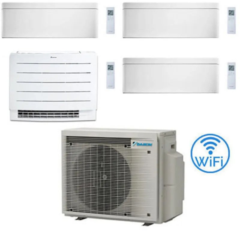 Daikin - Climatizzatore garanzia italia Stylish Bianco + Console WiFi Quadri Split Inverter 9000 + 9000 + 9000 + 12000 btu con u.e. 4MXM80A9 Classe