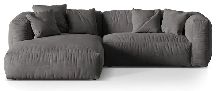 Divano angolare componibile grigio (con penisola a sinistra/con chaise lounge) con rivestimento in velluto Martina – Micadoni