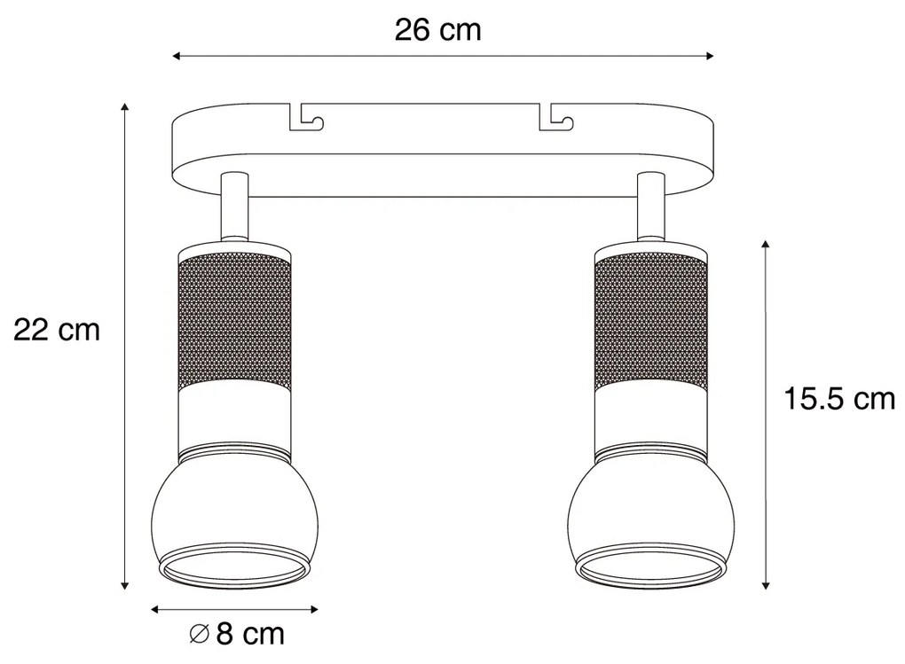 Faretto da soffitto arrotondato bronzo scuro 2 luci regolabile - Veerle