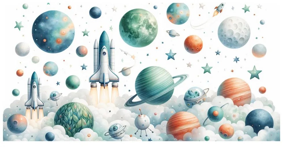 Quadro su tela – Lancio di razzi nello spazio
