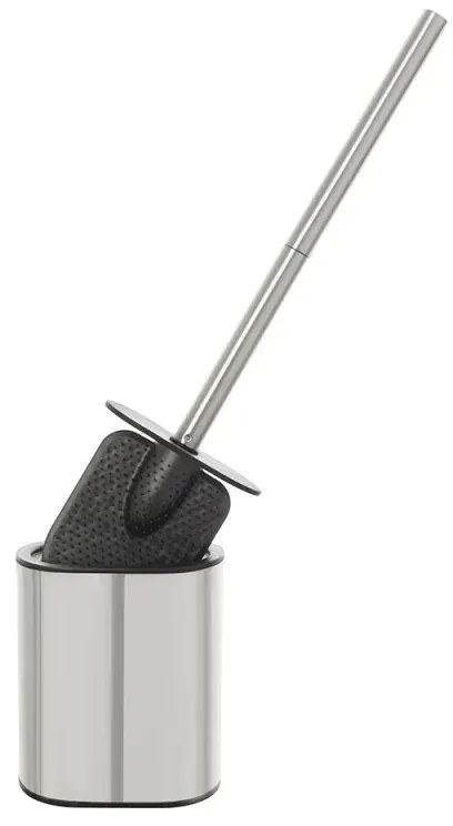 Portascopino cromato a parete o in appoggio con spatola in silicone