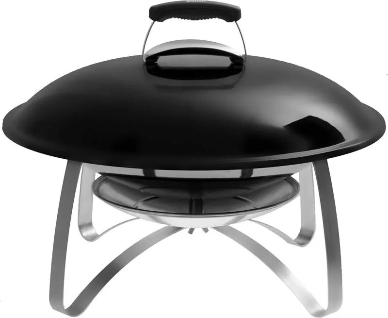 Weber Fireplace, Fuoco da esterno con lega di acciaio smaltato, grande coperchio antincendio e maniglia del coperchio resistente al calore, gambe