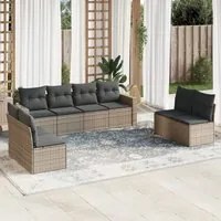 Set Divano da Giardino 9 pz con Cuscini Grigio in Polyrattan 3218850