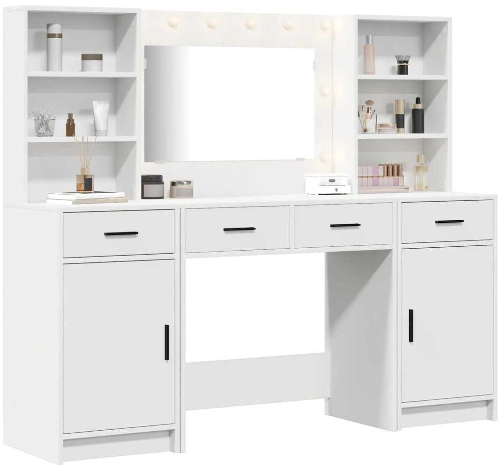 Set da toeletta 3 pezzi in legno ingegnerizzato bianco