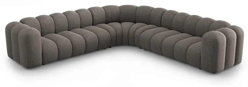 Divano angolare componibile grigio scuro con rivestimento in ciniglia Lupine – Micadoni