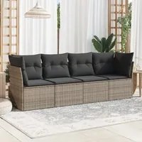 Set Divani da Giardino 4 pz con Cuscini in Polyrattan Grigio 3249069