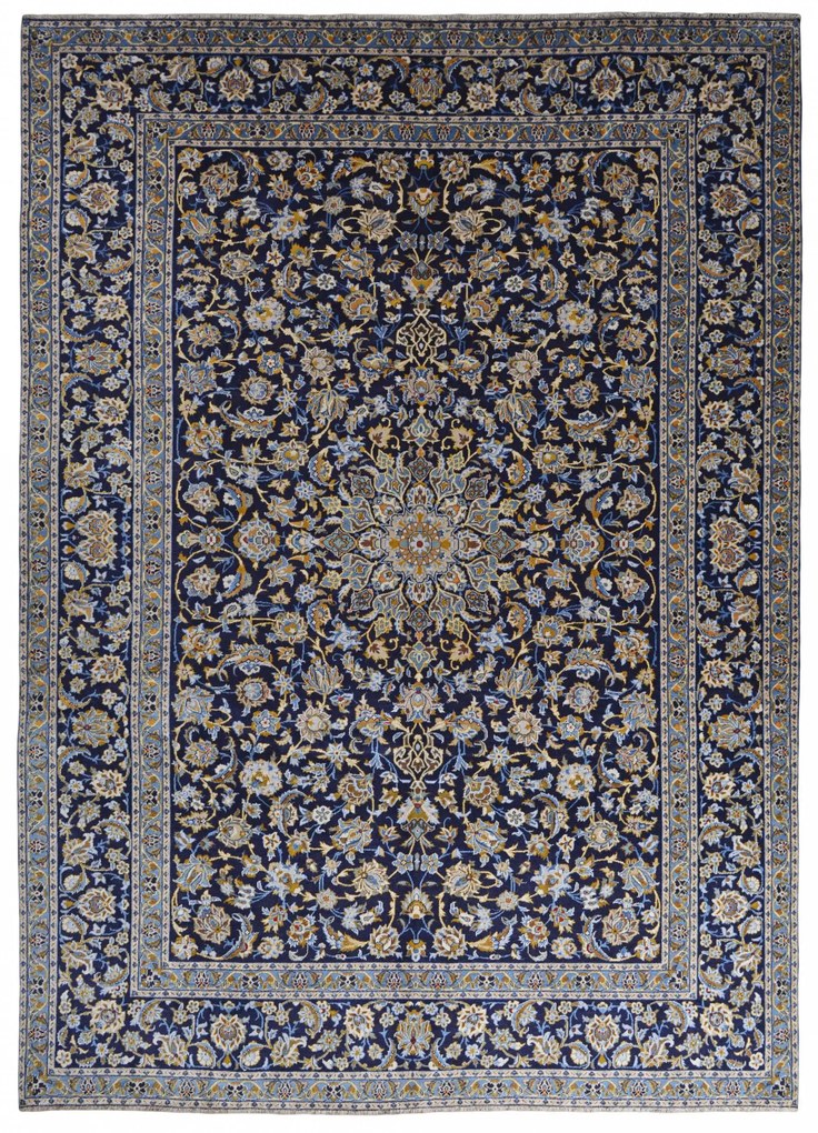 Kashan Tappeto persiano 390 x 280 Blu (Iran) Annodato A Mano