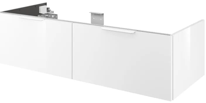 Mobile da bagno sospeso sotto lavabo L 120 x H 32 x P 48 cm bianco laccato lucido, 2 cassetti SENSEA Neo