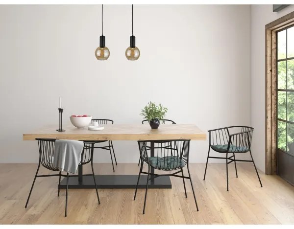 Lampadario a sospensione con filo JANTAR BLACK 2xE27/60W/230V