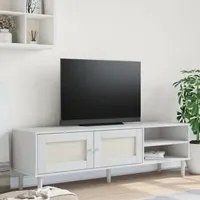 Mobile TV SENJA Aspetto Rattan Bianco 158x40x49 Massello Pino 358044