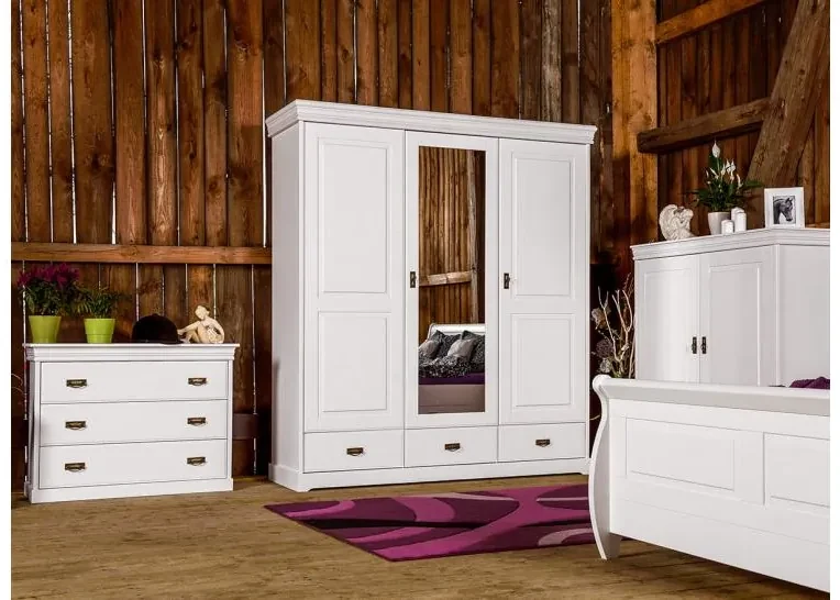 Comò cassettone legno massello bianco shabby toscano