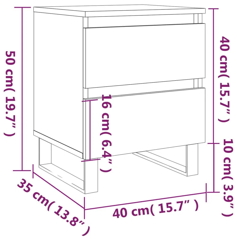 Comodini 2pz Rovere Marrone 40x35x50 cm in Legno Multistrato