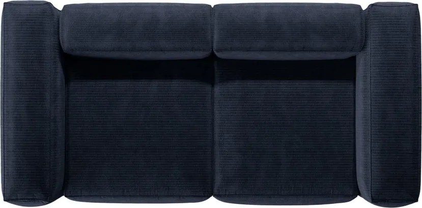 Divano blu scuro con rivestimento in velluto a coste 224 cm Bergamo – Cosmopolitan Design