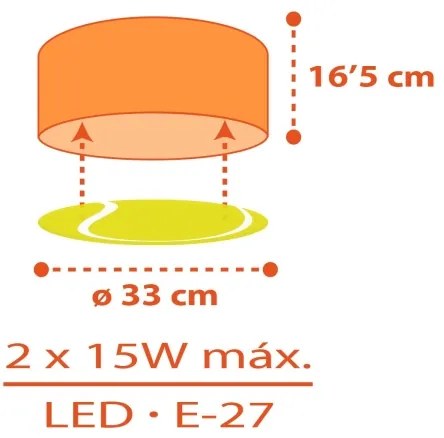 Dalber 41756 - Plafoniera per bambini TENNIS 2xE27/15W/230V