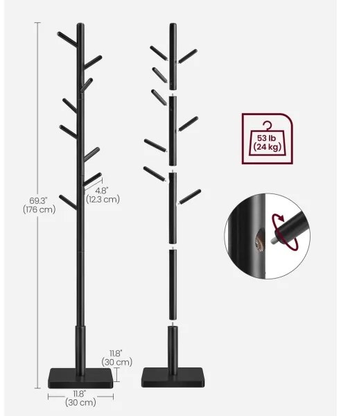 Appendiabiti da terra LINEA nero