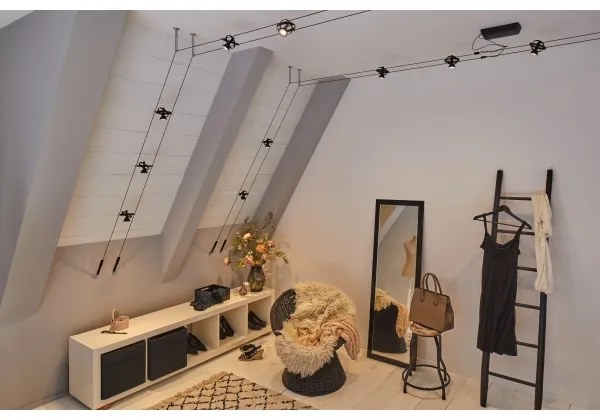 Paulmann 94440 - KIT 5xGU5,3/10W, sistema completo a cavo CARDAN 230V, nero