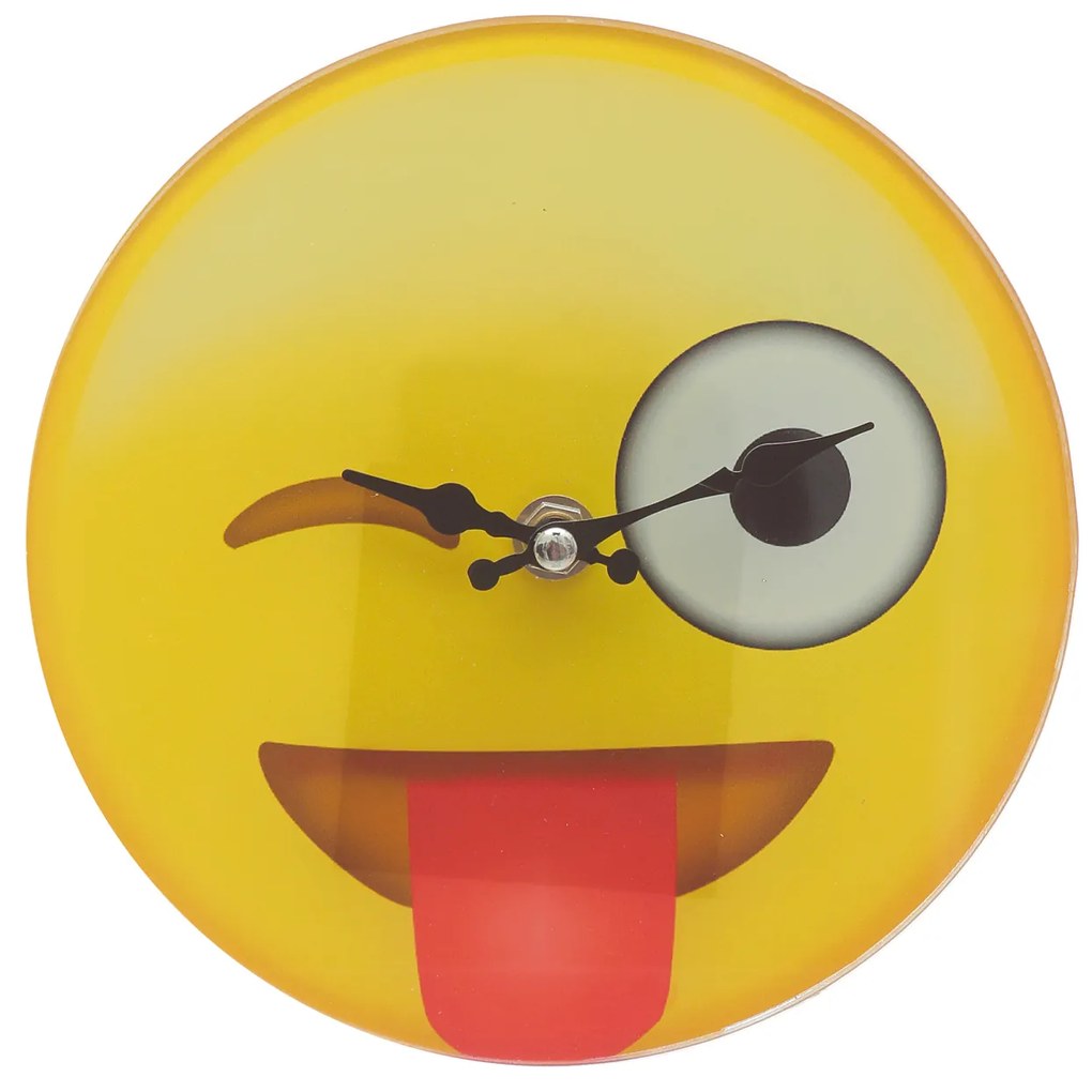 Orologio da parete a emoticon In vetro, da 17 cm
