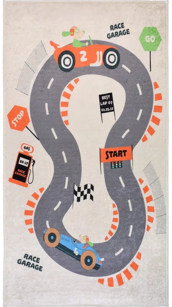 Tappeto da gioco per bambini color crema lavabile 160x230 cm Race Garage – Vitaus