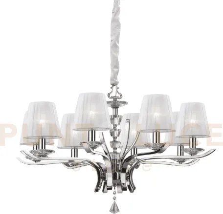 Pegaso lampadario 8 luci attacco e14 con paralume bianco finitura c...