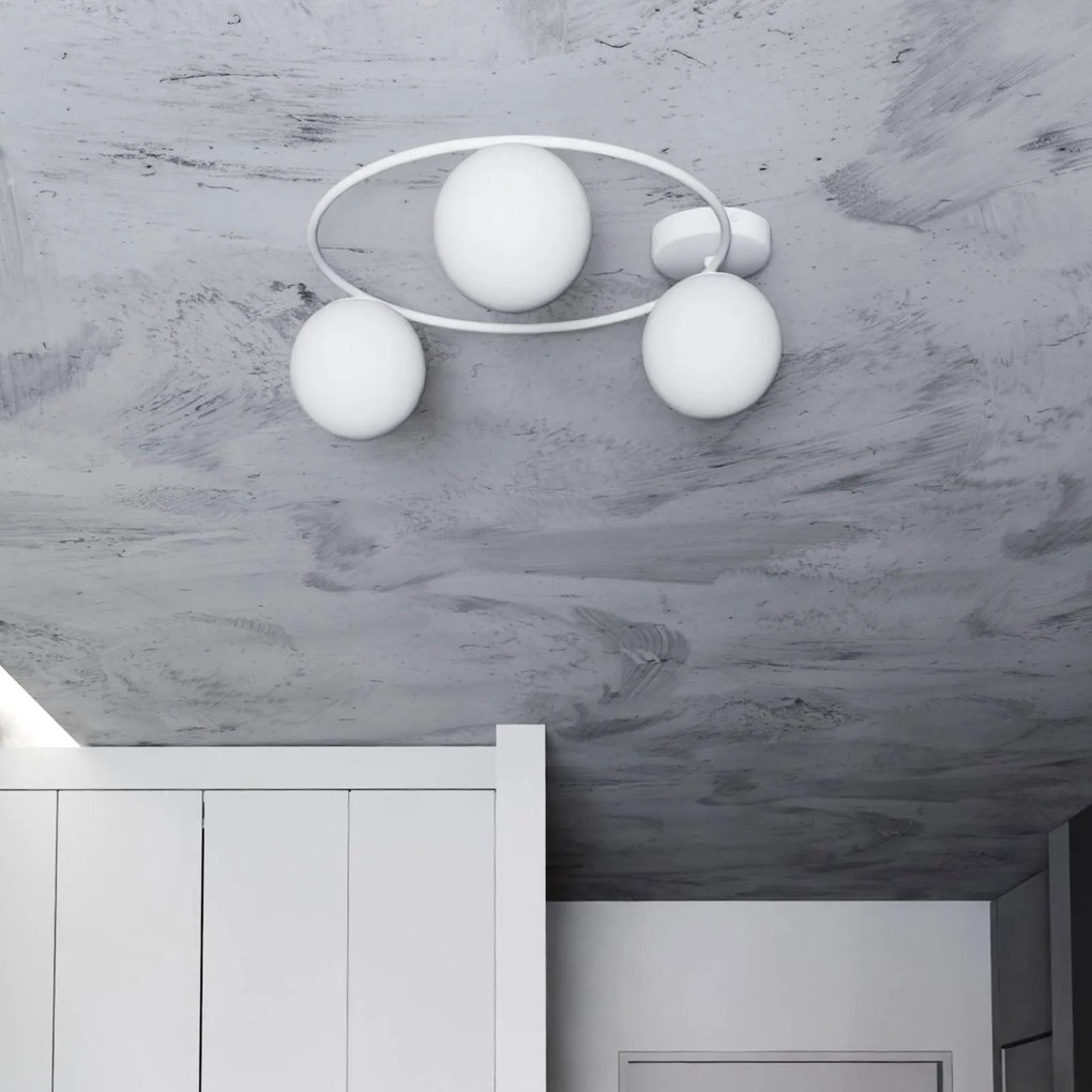 Euluna Plafoniera Ascella, 3 luci, bianco/opalino