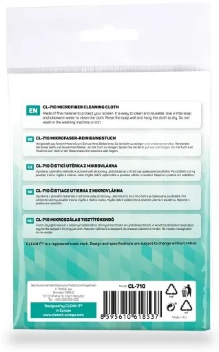 CLEAN IT CL-710 - Panno di pulizia in microfibra 19x19 cm blu