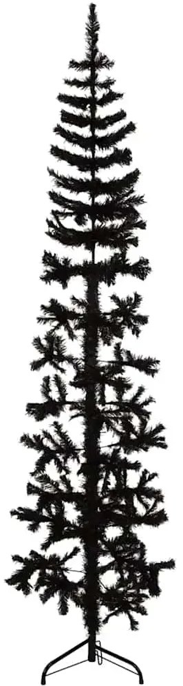 Albero Natale Artificiale Sottile A Metà E Supporto Nero 240 Cm /
