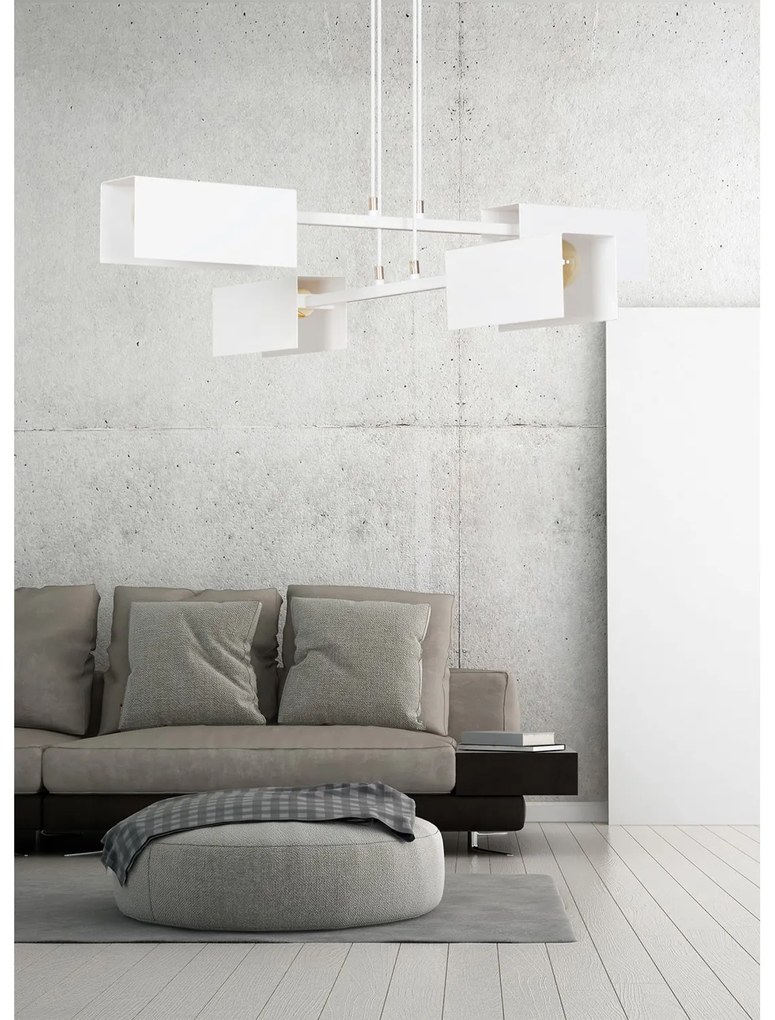 Lampadario Minimal Yuhuang Acciaio Bianco 4 Luci E27 Ip20