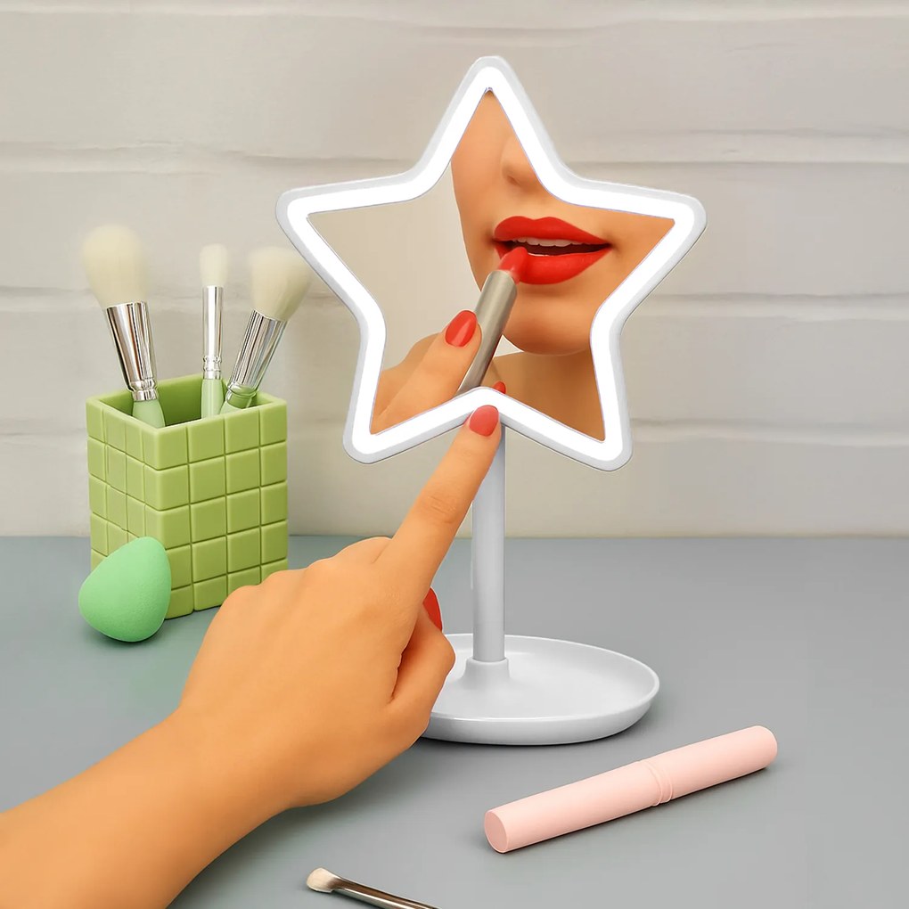 Specchio da tavolo stella con led bianco