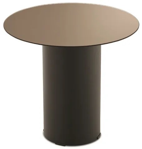 Tavolino tondo WAYLON 45 con base in metallo Nero e piano in vetro Bronzo
