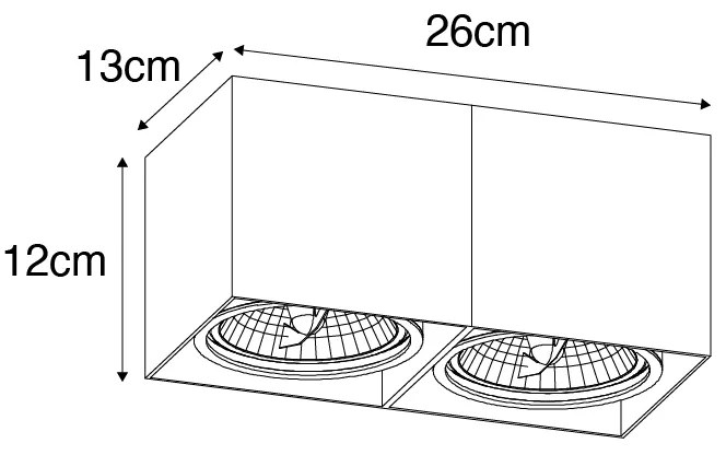 Faretto di design nero rettangolare AR111 2 luci - Box