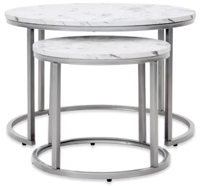 SET 2x Tavolino PAOLA diametro 38/60 cm grigio/marmor decor