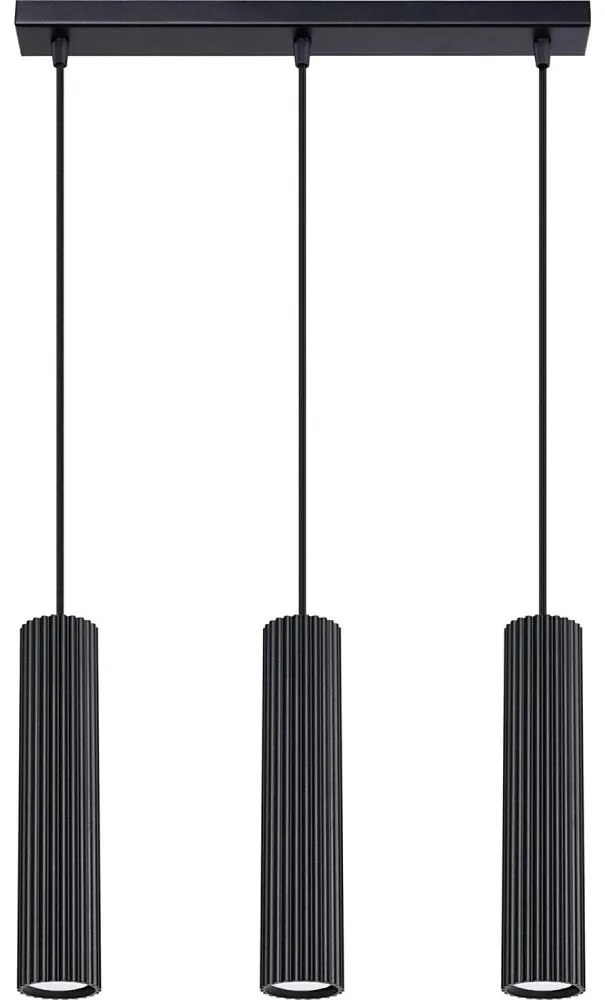 Sollux SL.1575 - Lampadario a sospensione con filo KARBON 3xGU10/10W/230V nero