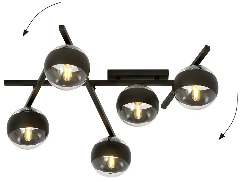 Plafoniera Moderna Teti Acciaio Nero 5 Luci E14 Ip20
