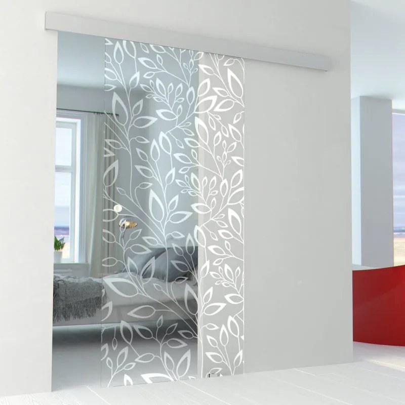 Porta scorrevole reversibile Spring in alluminio trasparente, L 76 x H 215 cm, con binario Alu/vetro
