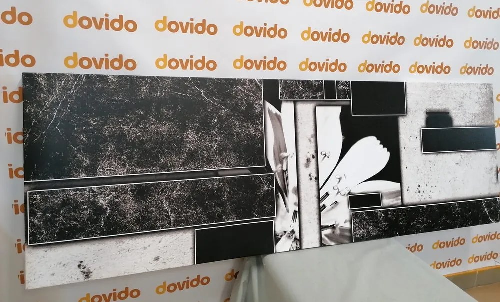 Quadro su tela – Astrazione floreale in bianco e nero