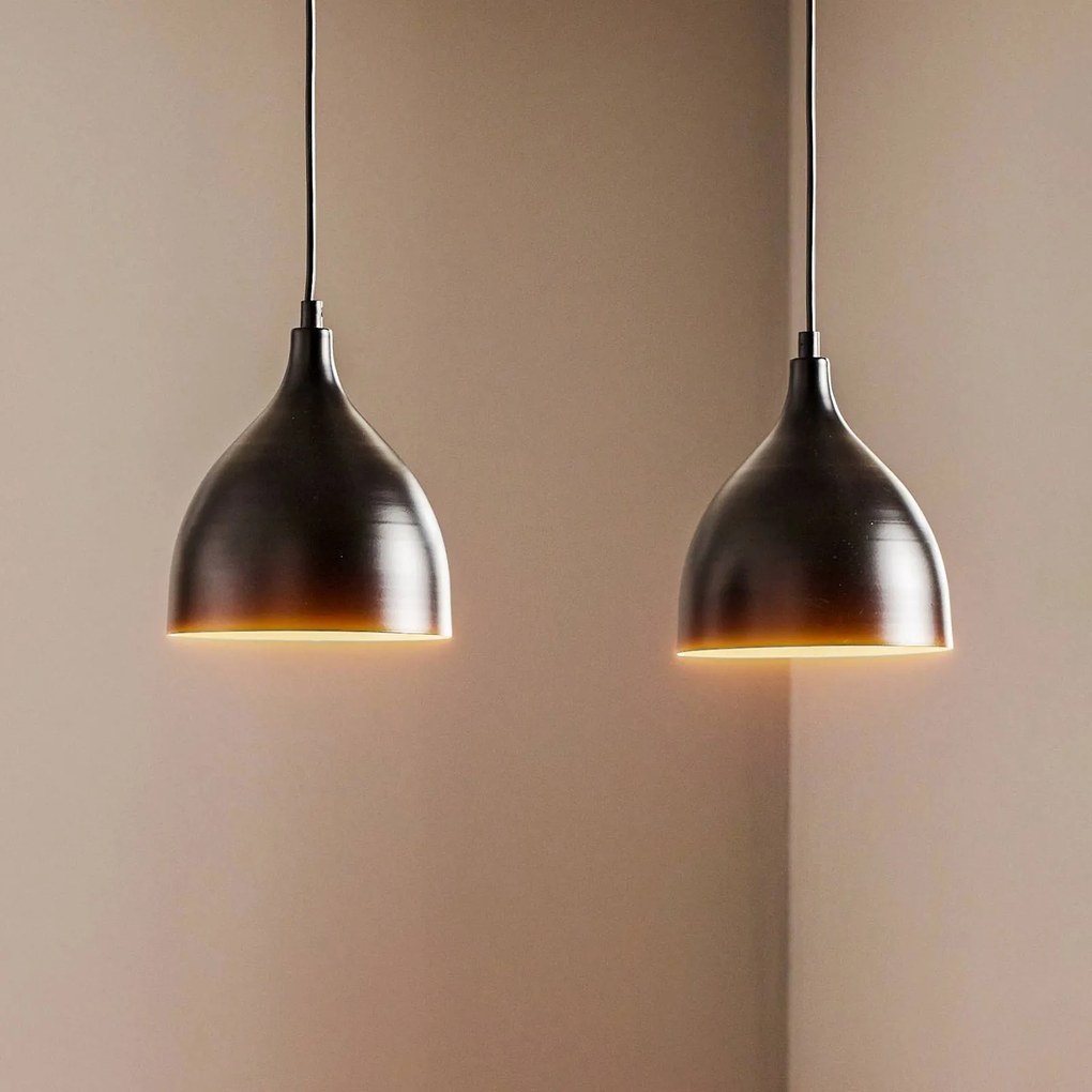 Luminex Lampada a sospensione Nanu in metallo nero a 2 luci