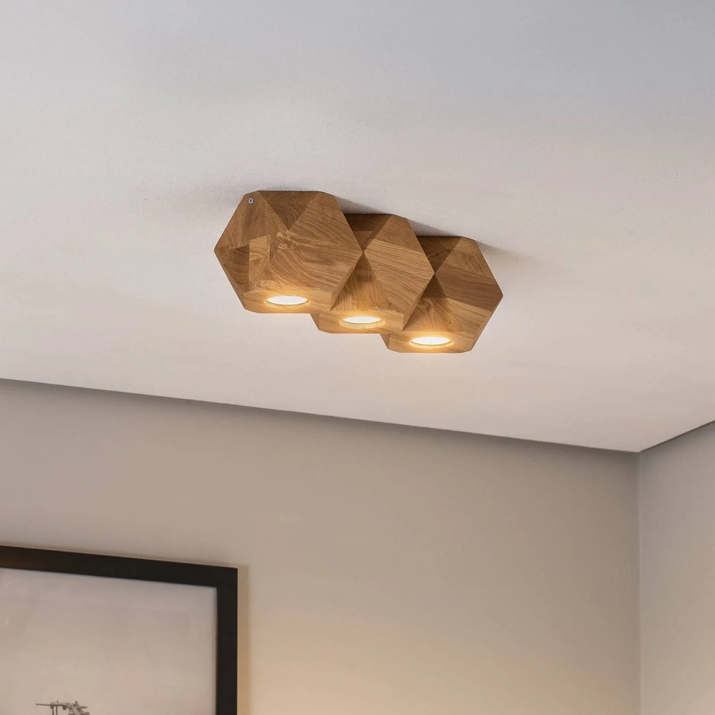 Envostar Peach Puff plafone poliedro legno 3 luci