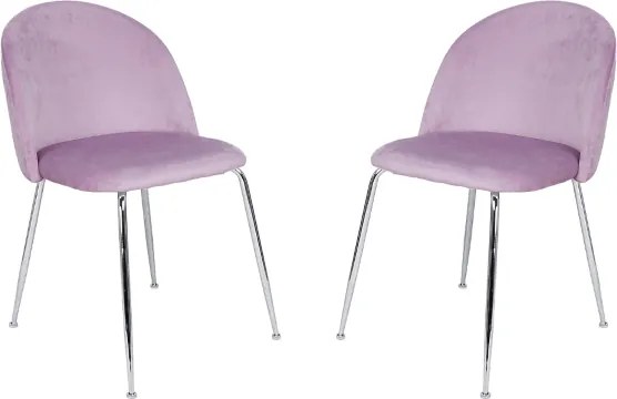 Sedia da pranzo in velluto Glicine con gambe in metallo Cromo - PARIS 2 sedie