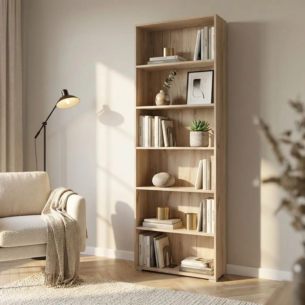 MADDIE - libreria sei ripiani moderno minimal in legno