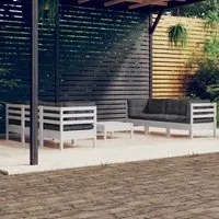 Set Divani da Giardino 7 pz con Cuscini Antracite Legno di Pino 3096119